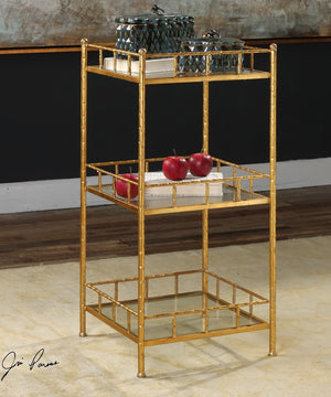 36"H Tilly Gold Accent Shelf Table