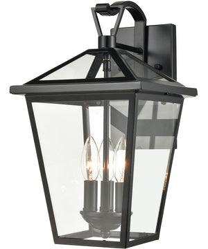 Main Street 3-Light Outdoor Sconce Black/Clear Glass Enclosure