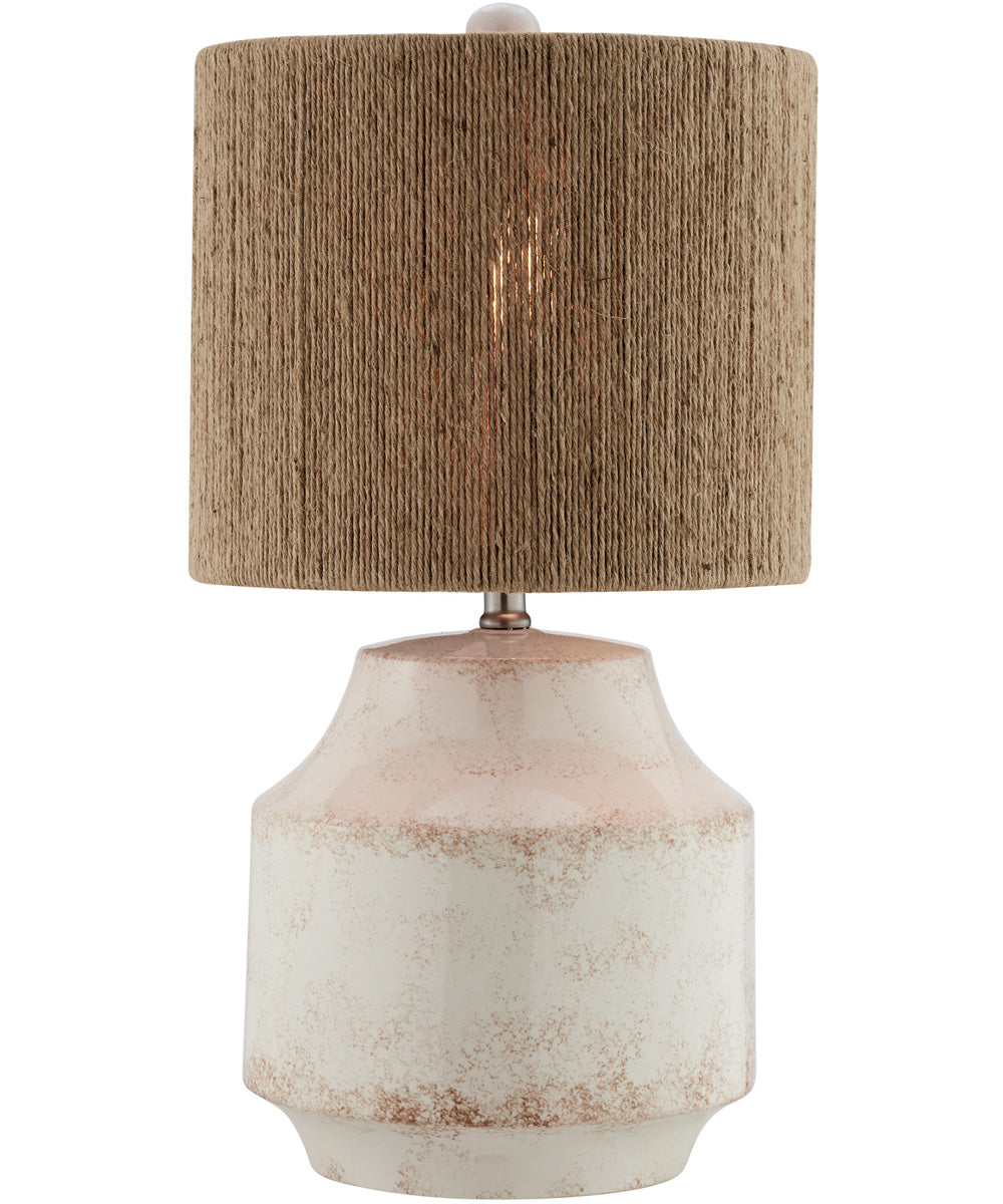 Donnie 1-Light Table Lamp Aged White Ceramichrome/ Rope Fabric Shade