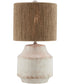 Donnie 1-Light Table Lamp Aged White Ceramichrome/ Rope Fabric Shade