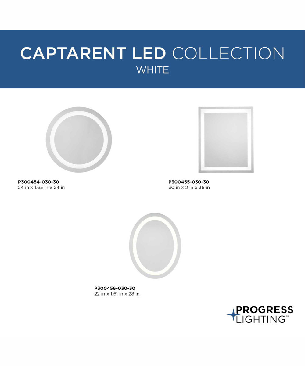 Captarent 30x36 in. Rectangular Illuminated Integrated LED Modern Mirror White