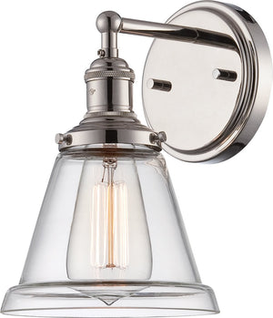 7"W Vintage 1-Light Vanity & Wall Polished Nickel
