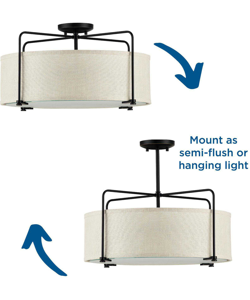 Kempsey 3-Light Semi-Flush Convertible Antique Bronze