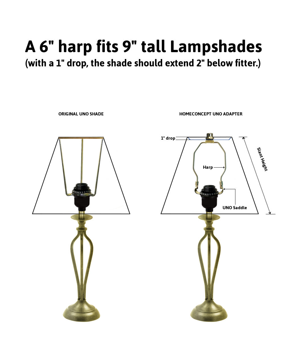 6"H SLIP UNO Adapter Converts yourLampshade to fit on SLIP UNO Lamp Base