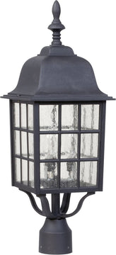 24"H Grid Cage 3-Light Outdoor Post Matte Black
