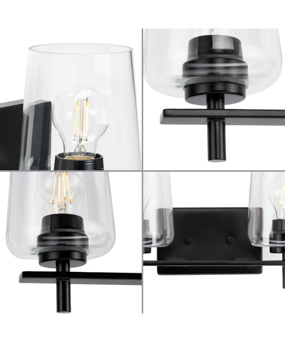 Calais 4-Light New Traditional Clear Glass Bath Vanity Light Matte Black
