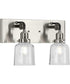 Rushton 2-Light Clear Glass Farmhouse Bath Vanity Light Brushed Nickel