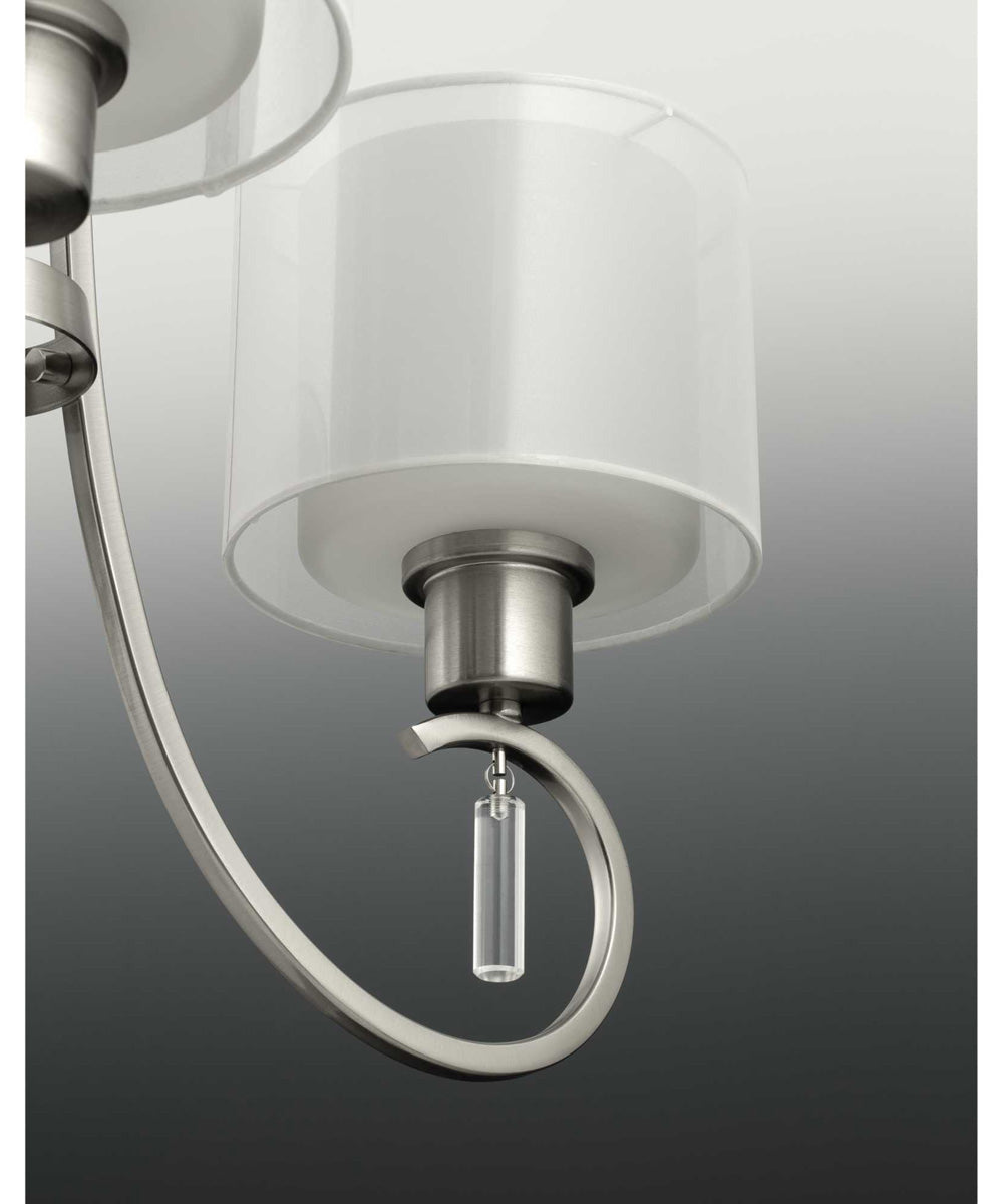 Invite 3-Light White Silk Mylar Shade New Traditional Chandelier Light Brushed Nickel