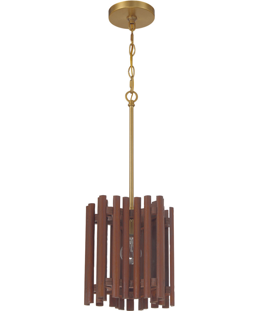 Freeform 1-Light Pendant Satin Brass/Walnut