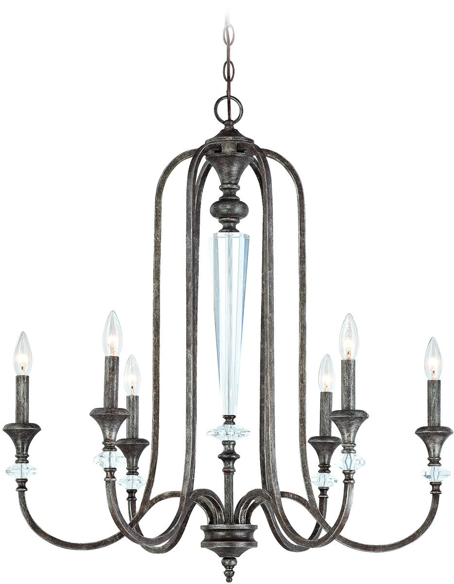 29"W Boulevard 6-Light Chandelier Mocha Bronze/Silver Accents