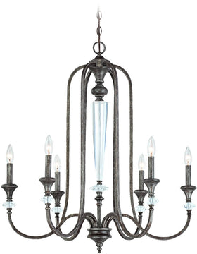 29"W Boulevard 6-Light Chandelier Mocha Bronze/Silver Accents