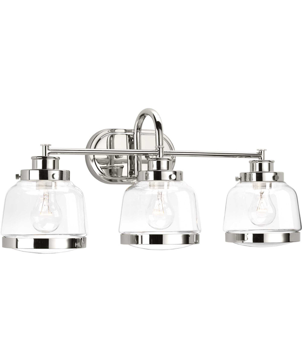 Judson 3-Light Clear Glass Farmhouse Bath Vanity Light Polished Nickel