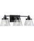 Hinton 3-Light Clear Seeded Glass Farmhouse Bath Vanity Light Matte Black