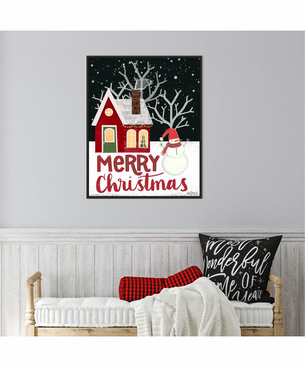 Framed Merry Christmas by Katie Doucette Canvas Wall Art Print (23  W x 28  H), Sylvie Black Frame
