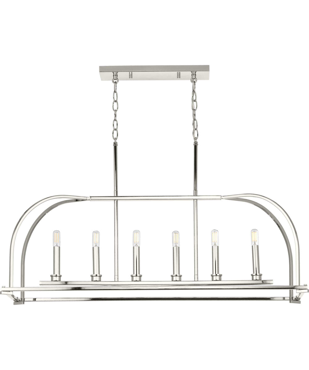Seneca 6-Light Linear Chandelier Polished Nickel