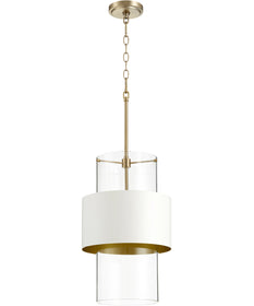 12"W 1-light Pendant Aged Brass w/ Studio White