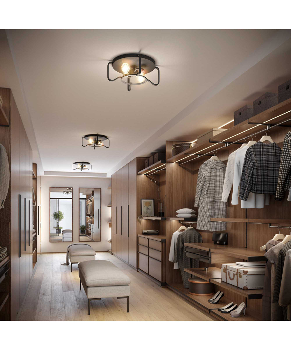 Foster 16" 2-Light Flush Mount Gilded Iron