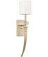 Karina 1-Light Sconce In Winter Gold With Decorative White Fabric Stay-Straight Shade