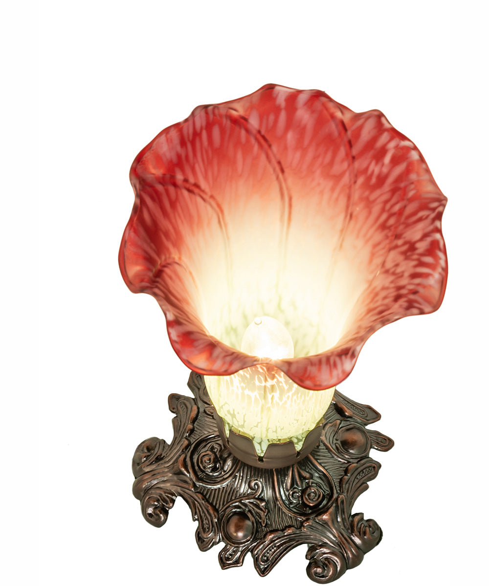 8" High Seafoam/Cranberry Victorian Accent Lamp