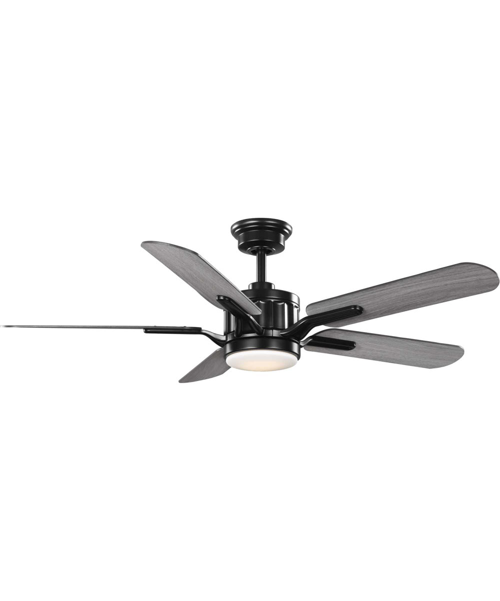 Claret 5-Blade Reversible Distressed Ebony/Grey Weathered Wood 54-Inch LED Transitional Ceiling Fan Black