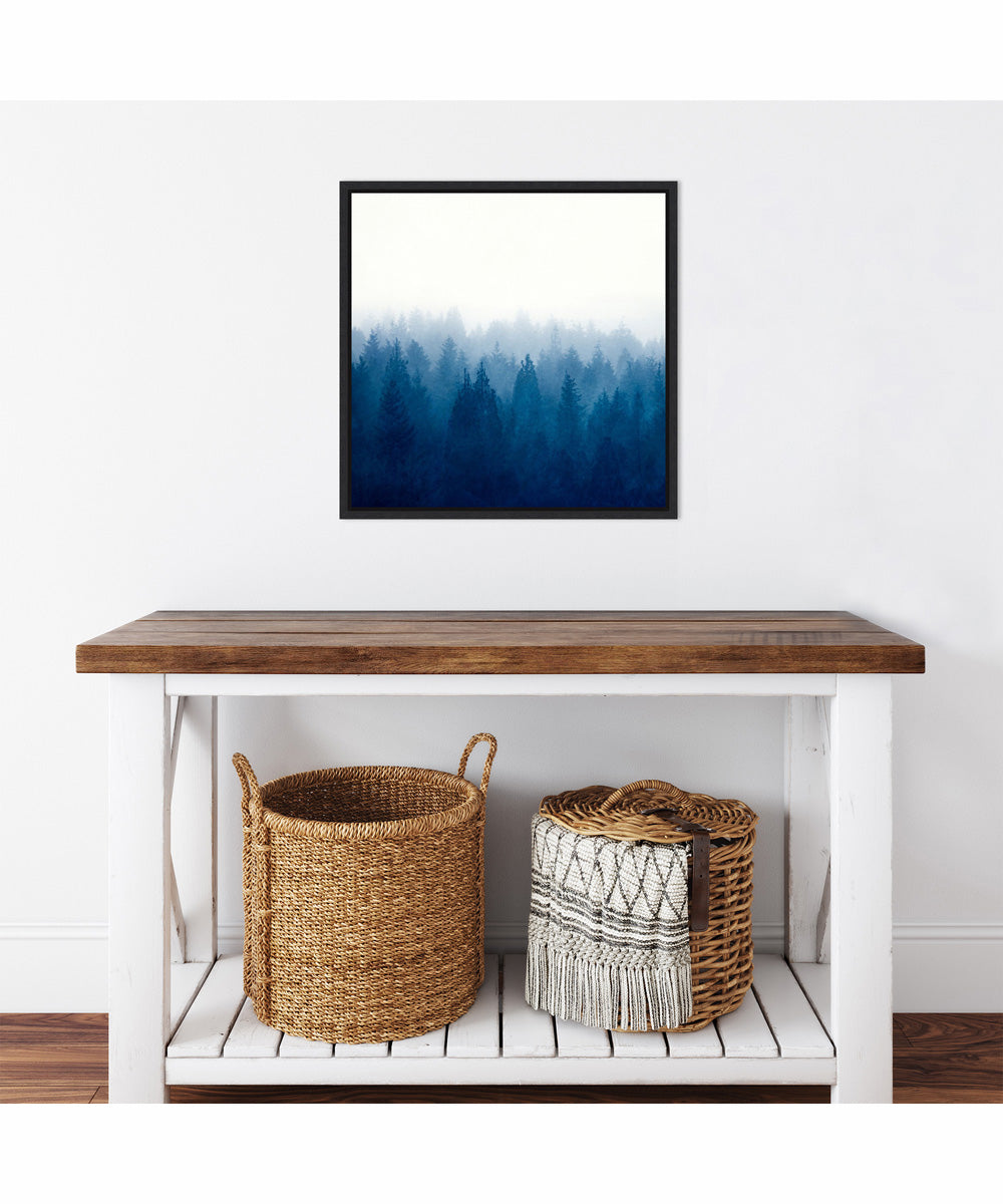 Framed Heart and Soul - Foggy Forest by Dirk Wustenhagen Canvas Wall Art Print (22  W x 22  H), Sylvie Black Frame