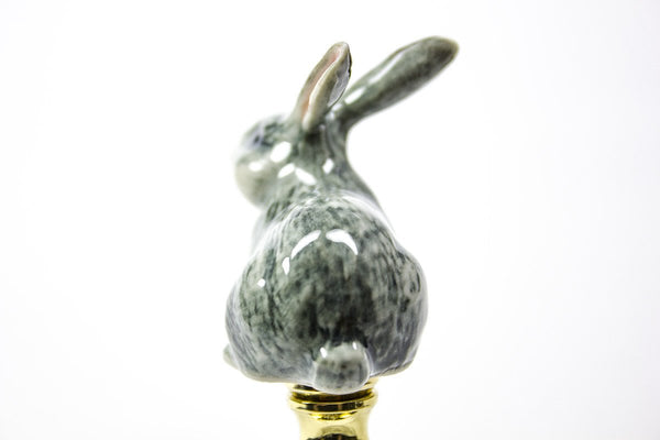LampsUSA Finials Gray Rabbit Finial Hand Painted Porcelain PC252