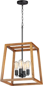 17"W Black Forest 4-Light Chandelier Black / Ashbury