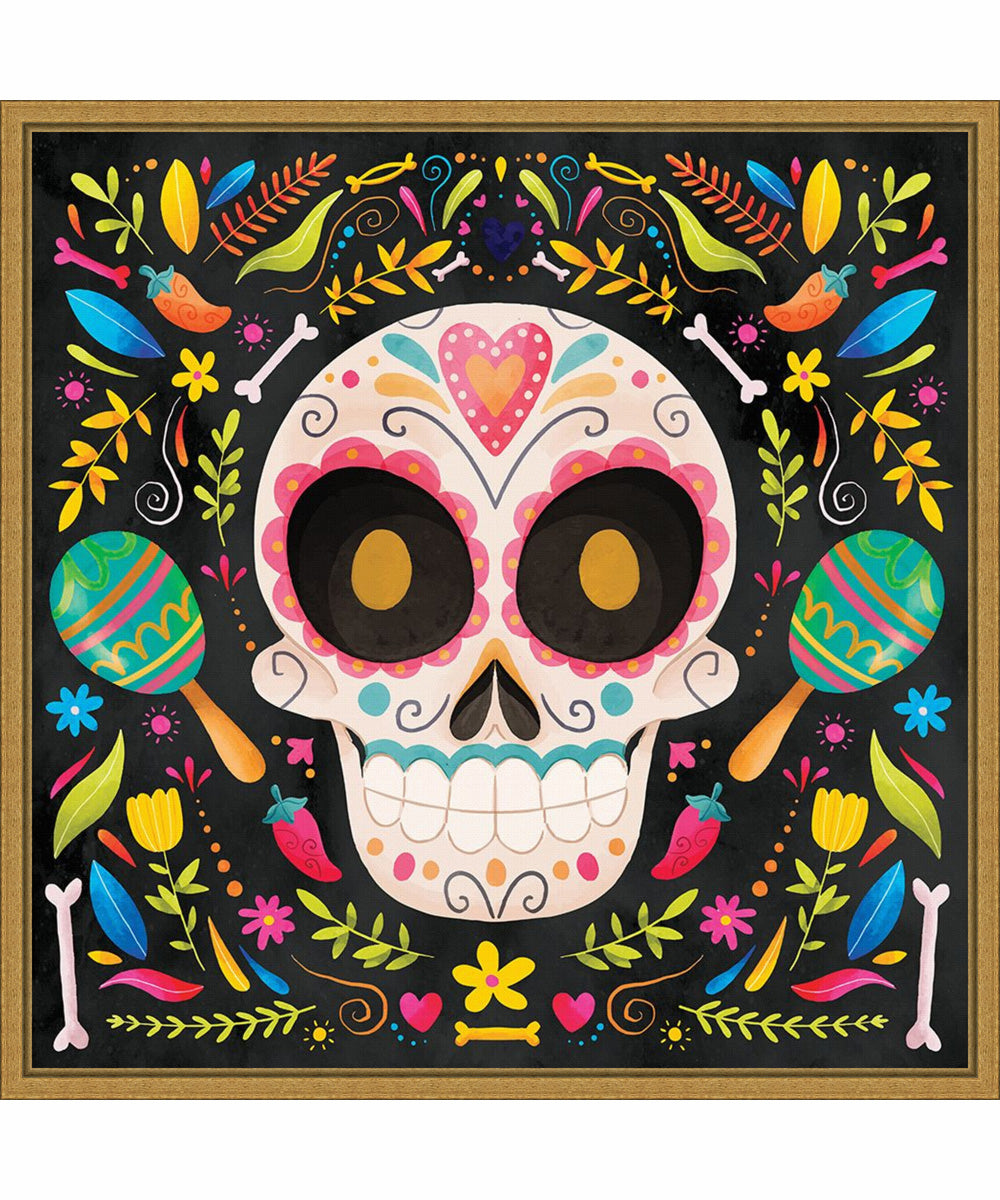 Framed Day of the Dead IV by Art Nd Canvas Wall Art Print (22  W x 22  H), Sylvie Gold Frame