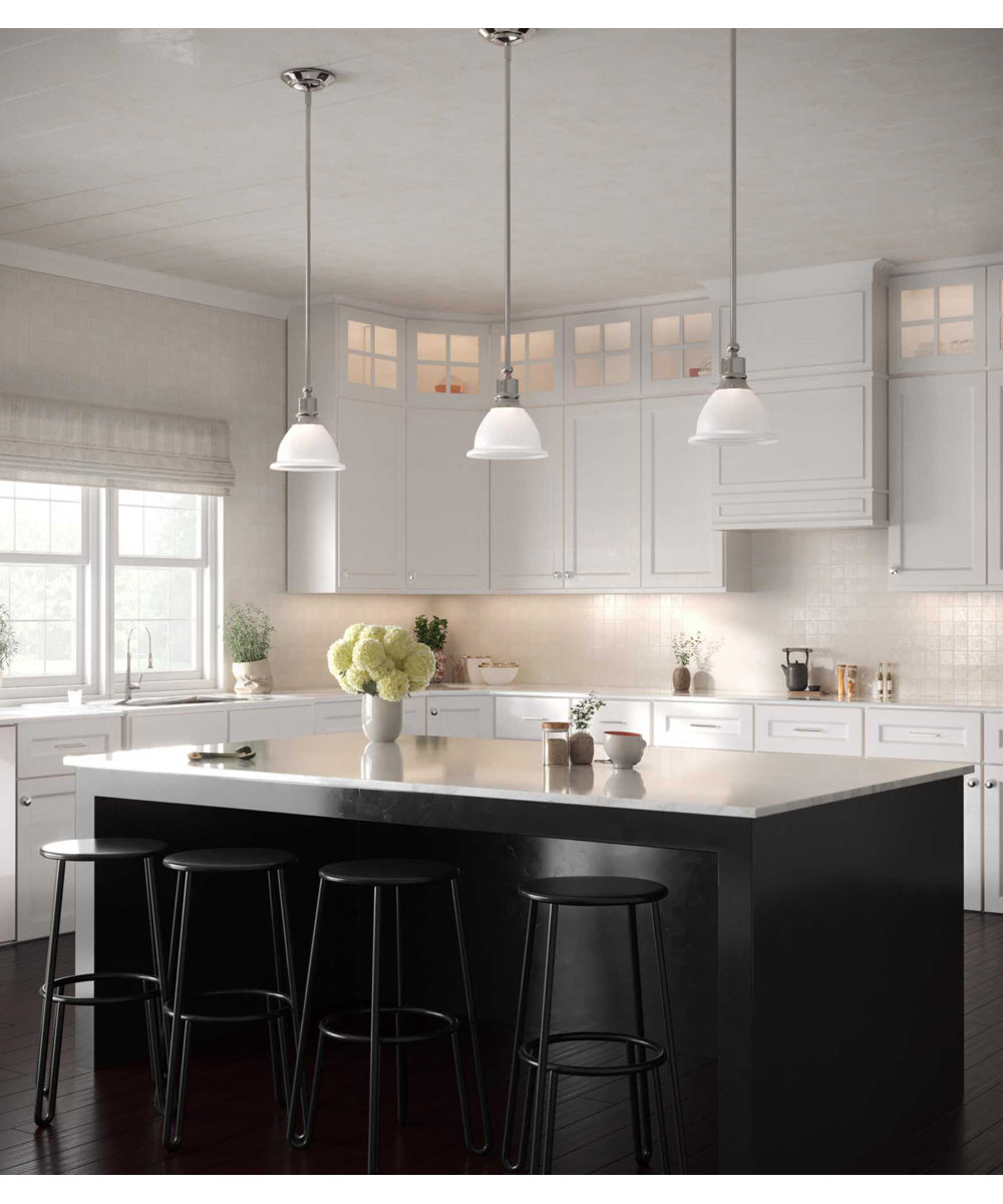 Madison 1-Light Etched Glass Traditional Mini-Pendant Light Brushed Nickel