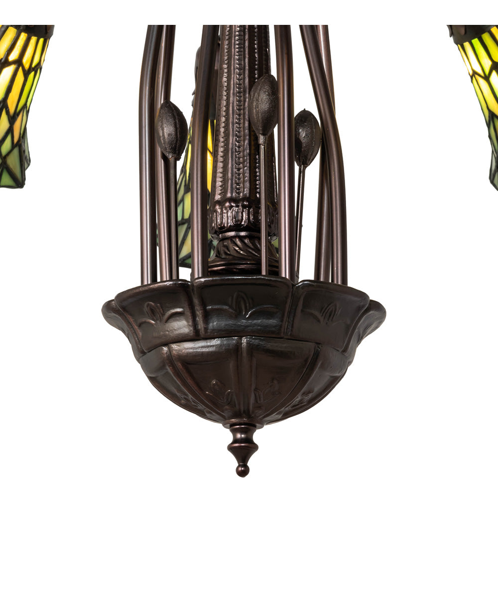 24" Wide Tiffany Pond Lily 7 Light Chandelier