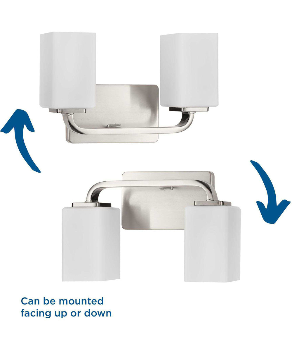 Cowan 2-Light Modern Etched Opal Glass Bath Vanity Light Brushed Nickel