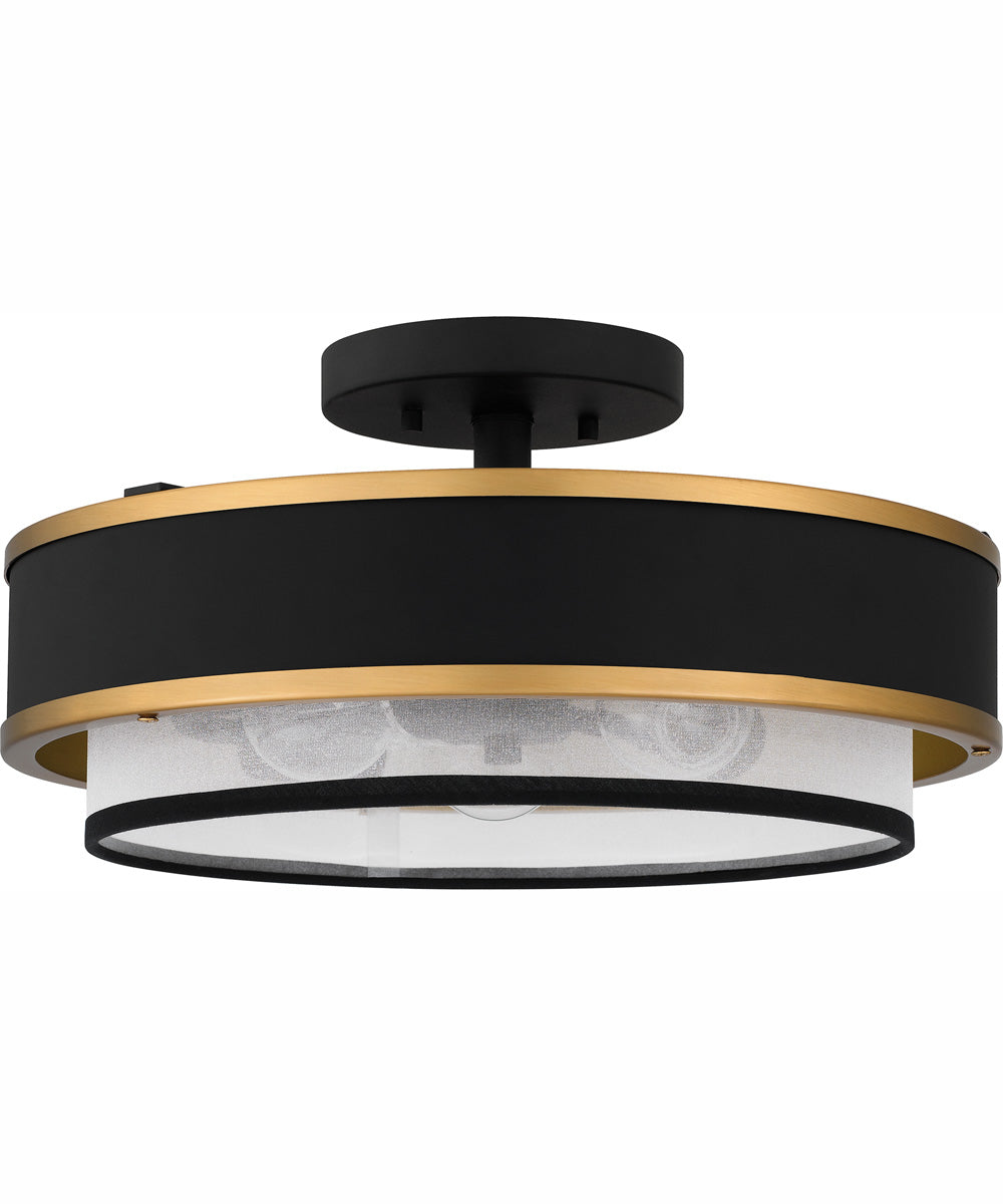 Quoizel Semi-Flush Mount Medium 3-light Semi Flush Mount Earth Black