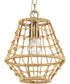 Laila 1-Light Coastal Pendant with Woven Jute Accent Vintage Brass