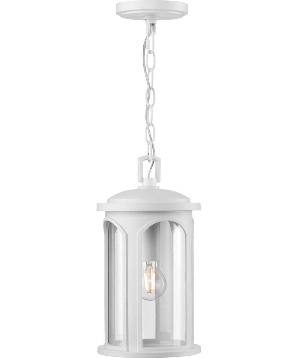 Gables 1-Light Coastal Clear Glass Outdoor Wall Lantern Satin White