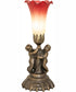 13" High Seafoam/Cranberry Tiffany Pond Lily Twin Cherub Accent Lamp