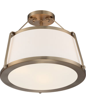 16"W Cutty 3-Light Close-to-Ceiling Burnished Brass