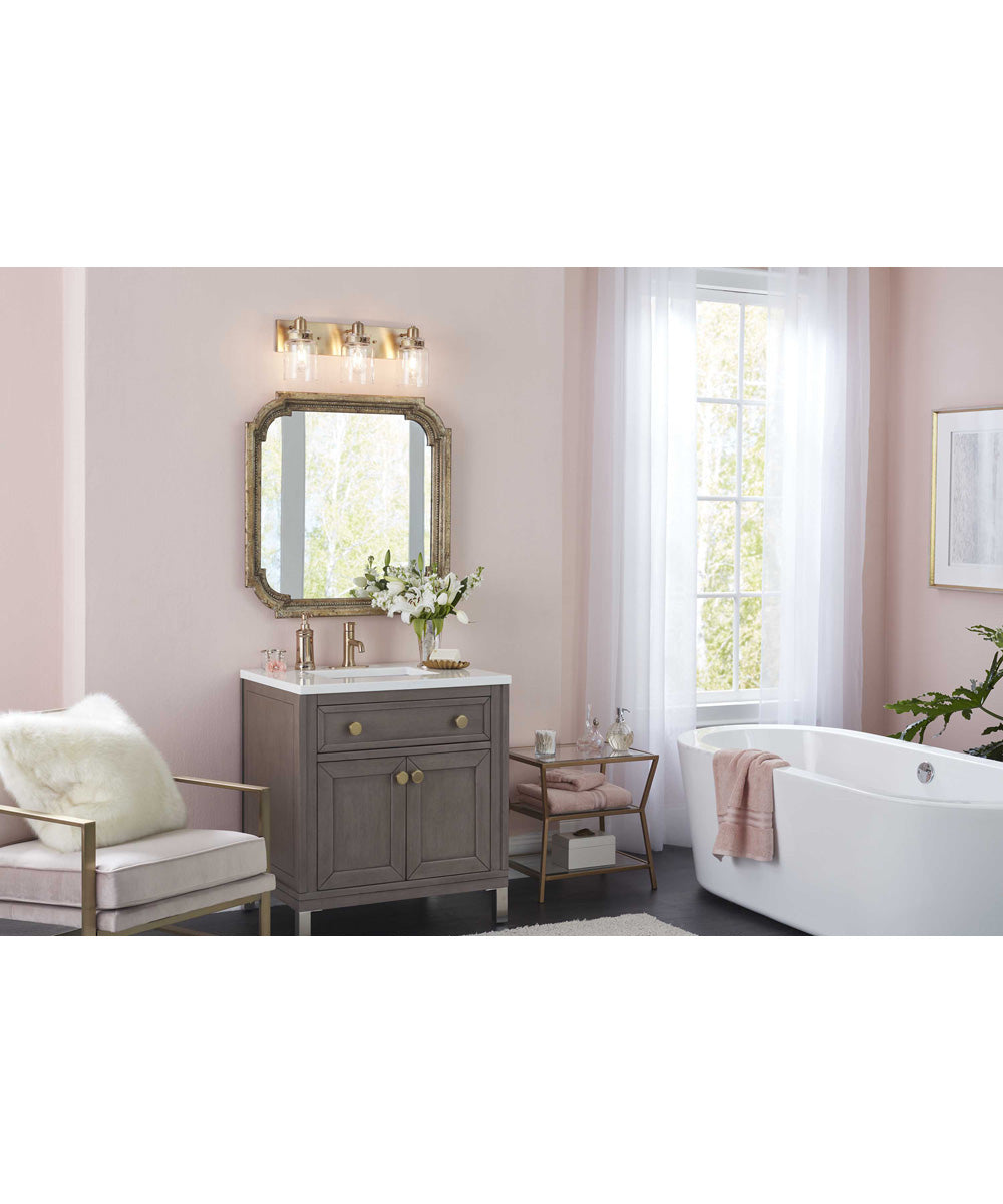 Calhoun 3-Light Clear Glass Farmhouse Bath Vanity Light Vintage Brass