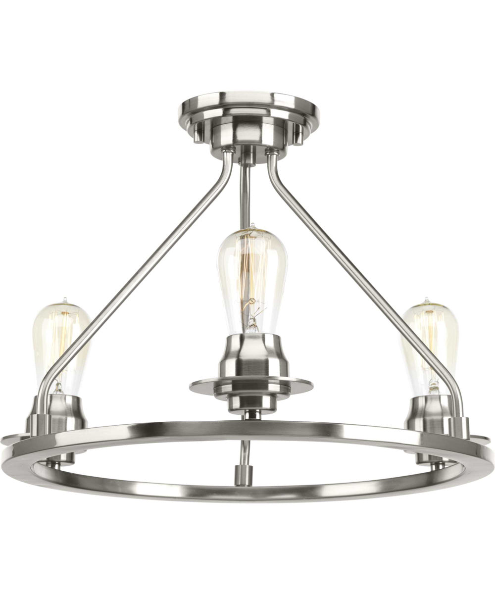 Debut 3-Light Semi-Flush Convertible Brushed Nickel