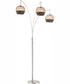 Kaylor 3-Light 3-Light Arc Lamp Brushed Nickel/Outer Rattan&Inner Fabric Shade