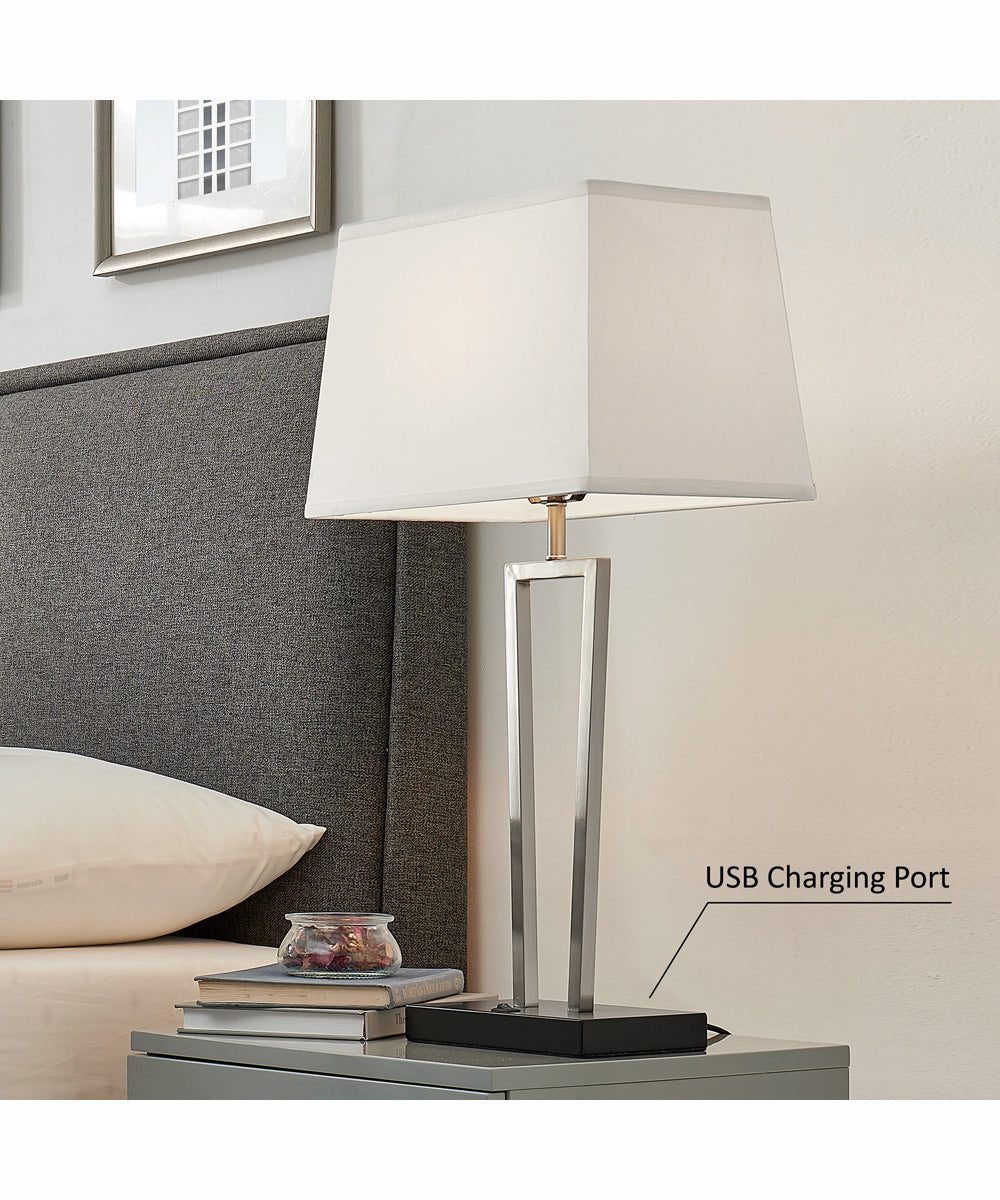 Sonnagh 2-Light 2 Pack-Table Lamp Brushed Nickel/Black/Fabric Shade With Usb