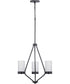 Elevate 3-Light Etched White Glass Mid-Century Modern Chandelier Light Matte Black