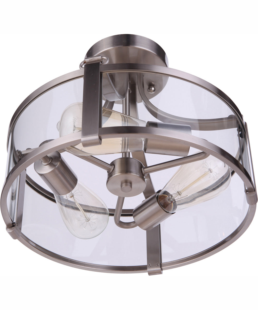 Elliot 3-Light Semi Flush Brushed Polished Nickel