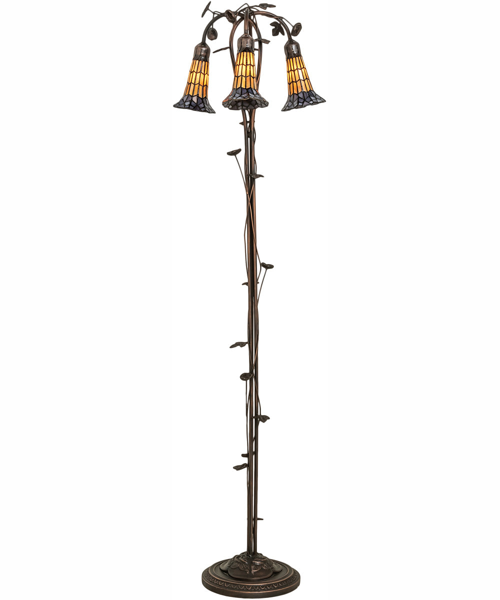 58" High Stained Glass Pond Lily 3 Light Floor Lamp