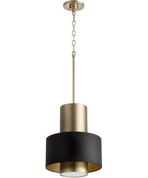 12"W 1-light Pendant Noir / Aged Brass