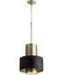 12"W 1-light Pendant Noir / Aged Brass