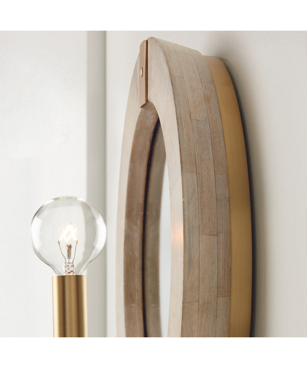 Finn 1-Light Sconce White Wash and Matte Brass