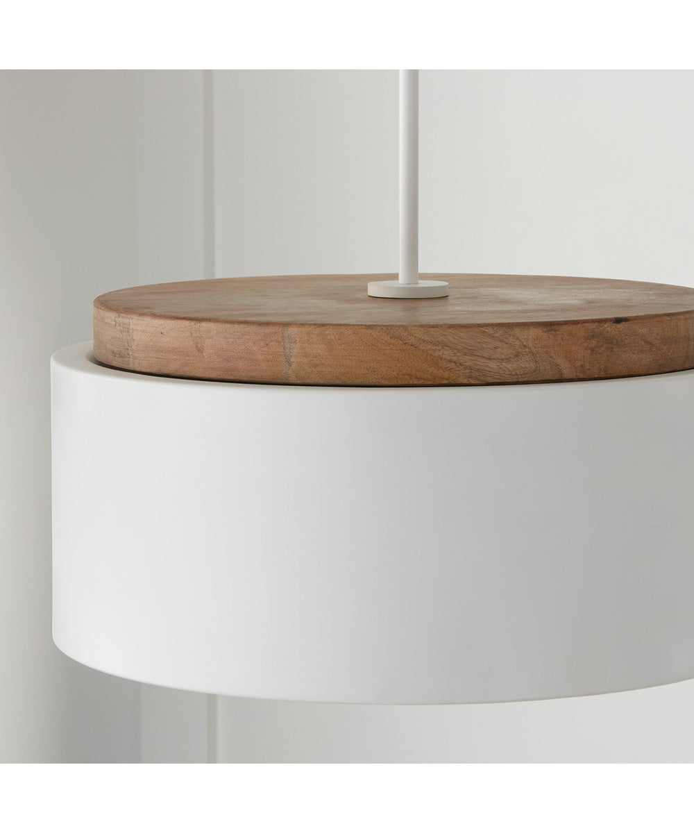 Liam 1-Light Pendant Light Wood and White