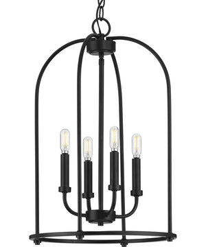Leyden 4-Light Farmhouse Style Foyer Pendant Light Matte Black