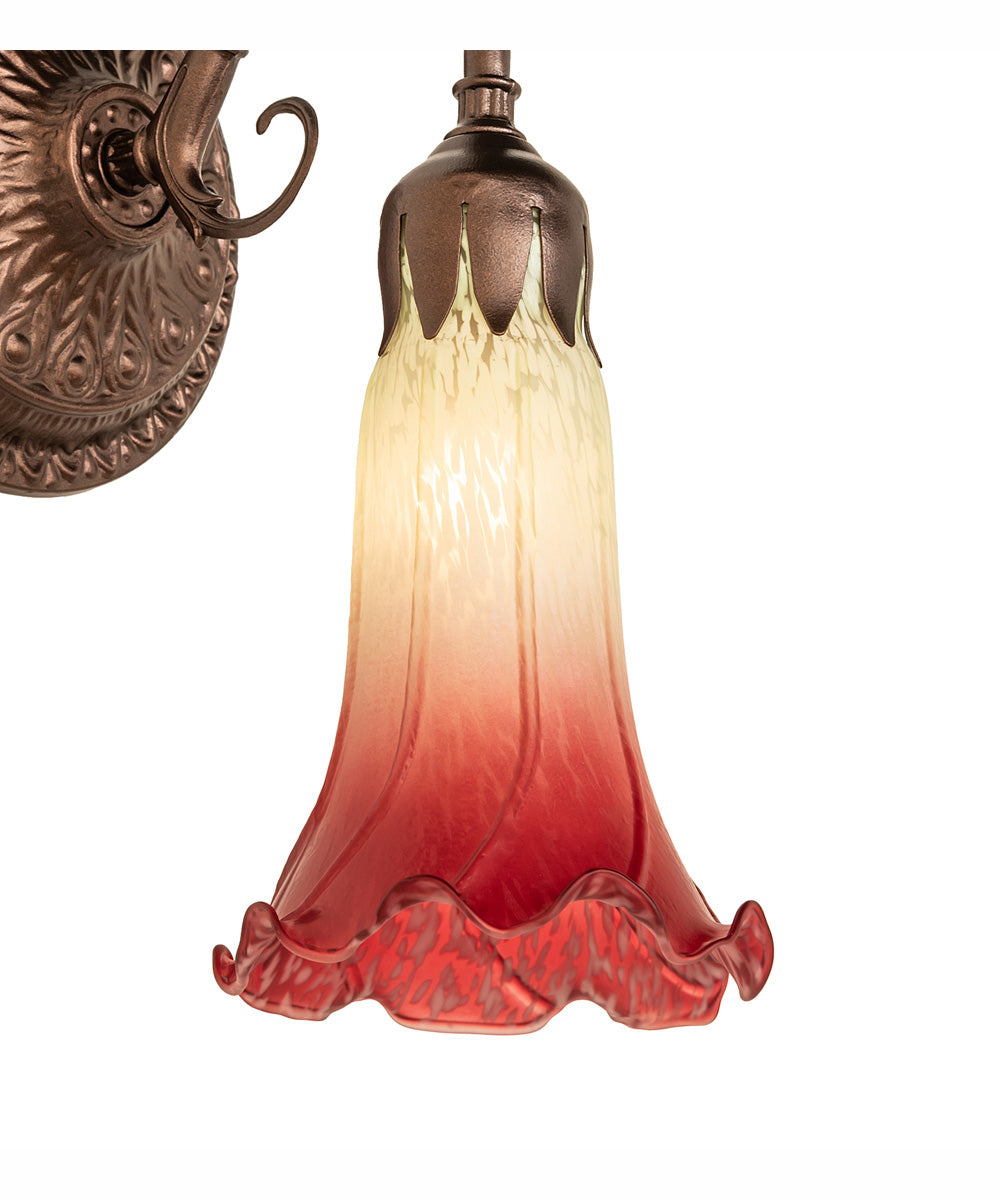 5" Wide Seafoam/Cranberry Pond Lily Victorian Wall Sconce