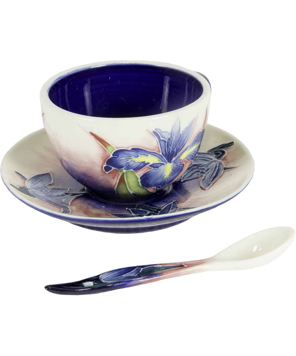 3.5 Inch H Iris Hand Painted Porcelain Cup And Saucer Set